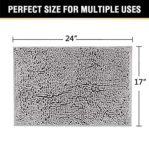 Grey Slip-Resistant Chenille Bath Rugs Mat Grey Slip-Resistant Chenille Bath Rugs Mat